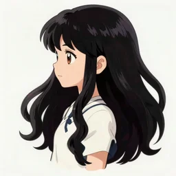anime style, vivid, expressive, full body, 4 k, painting, a cute magical girl with a long wavy black hair, side shot, stunning, realistic light and shadow effects, centered, simple background, studio ghibly makoto shinkai yuji yamaguchi