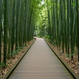 wooden path in the middle of bamboo forest, by ismail inceoglu, ferdinand knab and david friedrich, realistic, sharp focus, 8 k high definition, insanely detailed, intricate