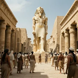a crowd of sculptors making a giant statue of a national hero in the middle of an ancient street of egypt, beautiful dynamic lighting, cinematic, wide angle establishing shot, extremely high detail, photo realistic, cinematic lighting, post processed, concept art, artstation, matte painting, style by eddie mendoza, raphael lacoste, alex ross - h 8 6 6