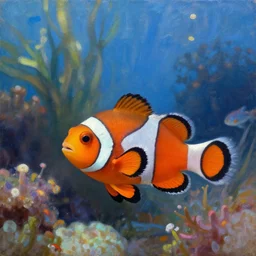 marine aquarium with clown fish, oil painting, by carrington dora, 4 k - n 4, artstation