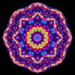 symmetrical generative art of a psychedelic sonic fibonacci mandelbulb kaleidoscope isometric voxel 3 d superstructure in vivid colors, perfect symmetry