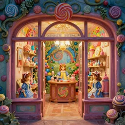 photo of store : 4 bioillumination ray tracing hdr : 2 0 0 in matte painting whimsical fairy wonderland vibrant colors candyland wonderland gouache swirls detailed : 2 by beatrix potter : 3 daniela uhlig and jamie hewlett : 6