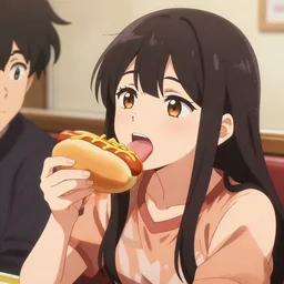 anime girl licking hotdog by someone who is a top shelf pervert