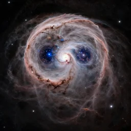 a head - shaped!!!!!!!!!! nebula with stars for eyes, photo taken with james webb telescope