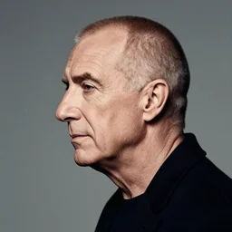 a ruth bernhard portrait in near - profile but with phil collins face