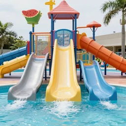 Weirdcore. Waterpark slides leading into a pool.