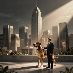Corporate memphis of a businessman dog