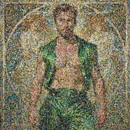 Ryan Gosling wearing green clothes, muscular, fantasy, painting by greg rutkowski and alphonse mucha