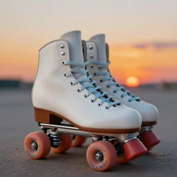 rollerskates, rio roller official, painting by gaston bussiere, sunset, depth of field