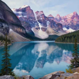 beautiful award winning synthwave painting of a canadi an lake, extreme detail, digital art, 4 k, ultra hd