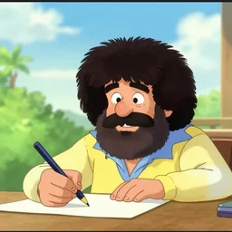 screenshot from Brazilian anime series, drawn by Bob Ross