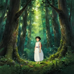 beautiful ancient forest, matte painting, beautifully painted, beautiful lighting, enchanted forest, jeremy lipking, studio ghibli, princess mononoke, 8 k, rays of light, amazing detail, princess mononoke background paintings, hayao miyazaki, kazuo oga, enchanted lighting, contrast, rule of thirds