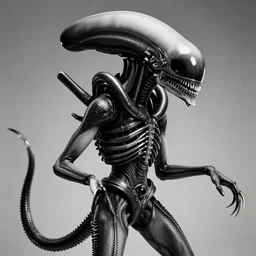 stunning fashion bw photograph of a xenomorph, studio light, aperture 1. 2, zeiss lens, by h r giger