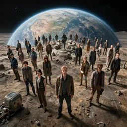 highly detailed photo of different man kind living on future planet in the style of greg rutsowski, wide angle shot, hyper realistic, concept art, 8 k detail post - processing