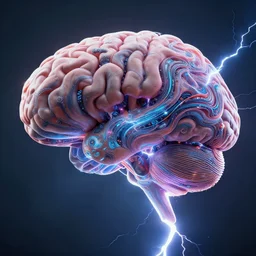 gigantic brain on lightning, cinematic, intricate, abstract, artstation, greg rutkowski, dan mumford, wlop, beeple, octane render