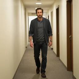 color photo of jake gyllenhaal in a long!!! hallway