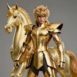 portrait of Pegasus Seiya wearing golden armor by Edgar Maxence and Ross Tran