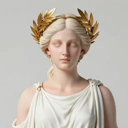 front view of beautiful aphrodite greek goddess wearing a gold laurel wreath and triangle earrings, realism tattoo sketch, beautiful piercing eyes with sharp pupils, beautiful blonde hair, in the style of greg rutkowski, fantasy, amazing detail, epic, elegant, smooth, sharp focus
