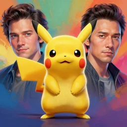 stylish caricature - 3 d vfx - drew struzan movie poster - art of pikachu, art style by james jean & hsiao - ron cheng, unreal engine render, digital illustration, sharp, intricate detail, volumetric lighting, ray tracing, soft light, colourful, claymation style, ernie barnes style, symmetry, acrylic on canvas, pinterest, artstation,
