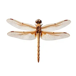 carved wooden dragonfly, stylized pixar-style 3d render, full body, isolated on a pure white background, centered, entire subject in frame, sharp focus, soft studio lighting