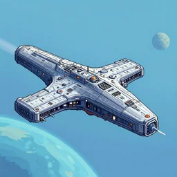 pixel art huge space ship enters the atmosphere over a planet, sci - fi, two suns in the sky, sunset, rolling hills, atmospheric, misty, artstation, deviantart