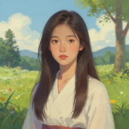 a portrait of a character in a scenic environment by karmina art