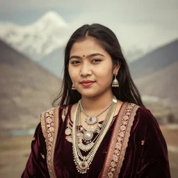 vintage_portrait_photo_of_a_beautiful_nepalese_maiden with jewellery in the himalayan mountains