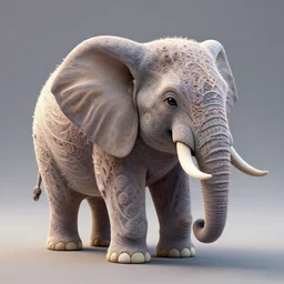 a beautifull intricate cute 3 d elephant made of fractal, unreal engine, by octane render by ellen jewett