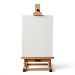 hand-painted easel with canvas, 8k product photo, isolated on a pure white background, centered, entire object in frame, sharp focus, soft studio lighting