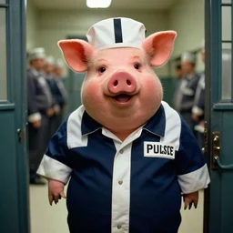 miss piggy as a prison guard at a maximum security prison, hyperreal, documentary style, the mansfield reformatory, shawshank redemption - h 6 4 0