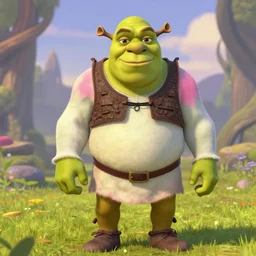 pink colored shrek