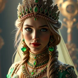 photo of wonderful princess of emerald with fair skin, glowing, ornate and intricate, jaw dropping, dynamic lighting, intricate and detailed, 4 k octane render
