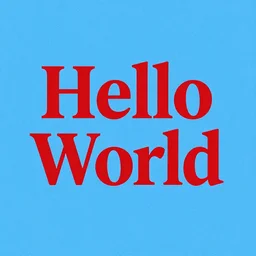 blue background with text “Hello World” written in red, font type is Times New Roman