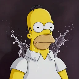 homer simpson being splashed in the face with water