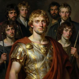 an occult art portrait of alexander the great by wayne barlowe, gustav moreau, goward,  Gaston Bussiere and roberto ferri, santiago caruso, and austin osman spare