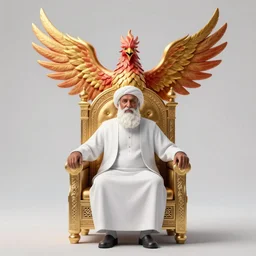 arabian hasan - i sabbah old man on throne chair rising as a phenix + face of george takei + epic wide scene, cinematic lighting, artgerm, artstation, deviantart, 8 k, high detailed