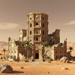 overgrown old cityscape ruins with intricate details, on the desert of mars, disney pixar style. cinematic, intricate, clean, crisp, highly detailed stunning realistic, award winning, trending on artstation