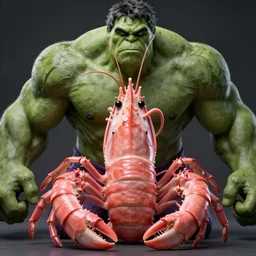 cinematic portrait, half jacques the pink shrimp crustacean half incredible hulk, ultra realistic digital artwork, head and shoulders, dramatic lighting, wayne barlowe, max pennington 8 k