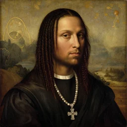 A Renaissance portrait painting of Playboi Carti by Giovanni Bellini and Leonardo da Vinci. Playboi Carti