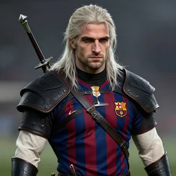 portrait of Xavi Hernandez from Barcelona as Geralt of Rivia from The Witcher