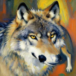 wolf, chinese painting, by natalia goncharova, lisa frank, aliasing, extreme closeup, 1 9 6 0 s