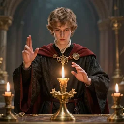 A young mage in an invocation ritual, realistic, sharp focus, 8k high definition, insanely detailed, intricate, elegant, art by Joe Fenton