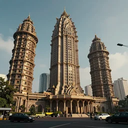 high quality 3 d render cyberpunk mumbai!, daytime, madhubani highly detailed, cinematic smooth unreal engine, lee madgwick & yuto yamada, dramatic light, long shot, low angle, uhd 8 k, sharp focus