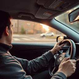 person driving a car
