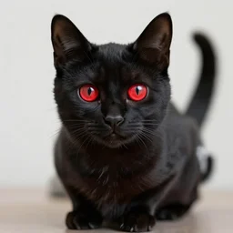 a black robot tabby cat with red eyes, realistic, 8k