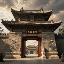 The gate to the eternal kingdom of ancient china, fantasy, digital art, HD, detailed.