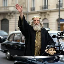 Nostradamus hailing a cab.