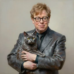 elton john lennon statue holding a cat, oil painting, ultradetailed, artstation, ultradetailed, digital painting, ultradetailed