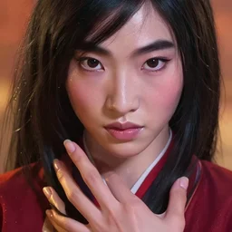 epic masterpiece mulan, drama, sweaty skin, hyperrealistic, octane render, cinematic, beautiful face and flawless skin, perfect hands, 5 fingers,  yellow by Edgar Maxence and Ross Tran and Michael Whelan and Lorenzo Sperlonga, Brom, Legends of Runeterra
