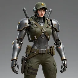 a female humanoid mechagodzilla dressed like a soldier trending on artstation deviantart pinterest furaffinity detailed realistic high resolution hd 8 k